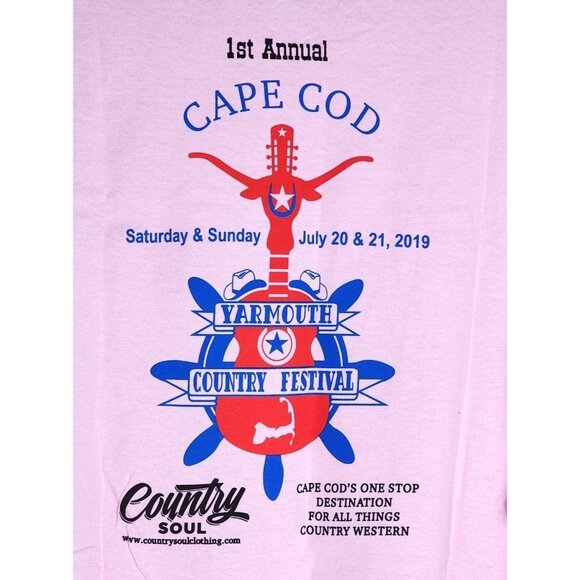 2019 Cape Cod Yarmouth Country Festival Pink Crew Neck T-Shirt | Gildan Ultra - Picture 10 of 12
